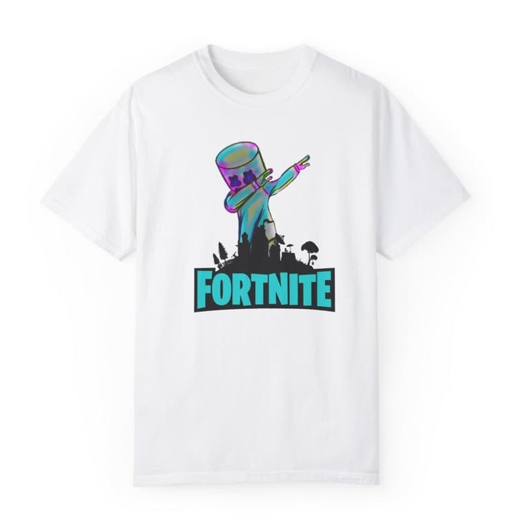 Tricou personalizat alb, copii/adulti, design Marshmello Fortnite, modal, diverse marimi 2