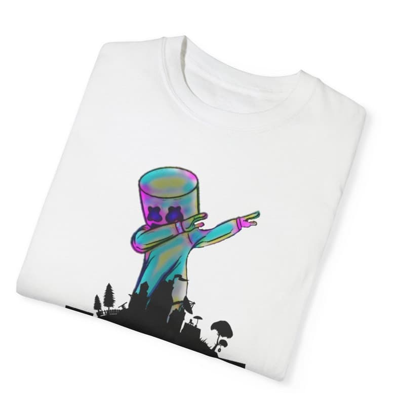 Tricou personalizat alb, copii/adulti, design Marshmello Fortnite, modal, diverse marimi 3