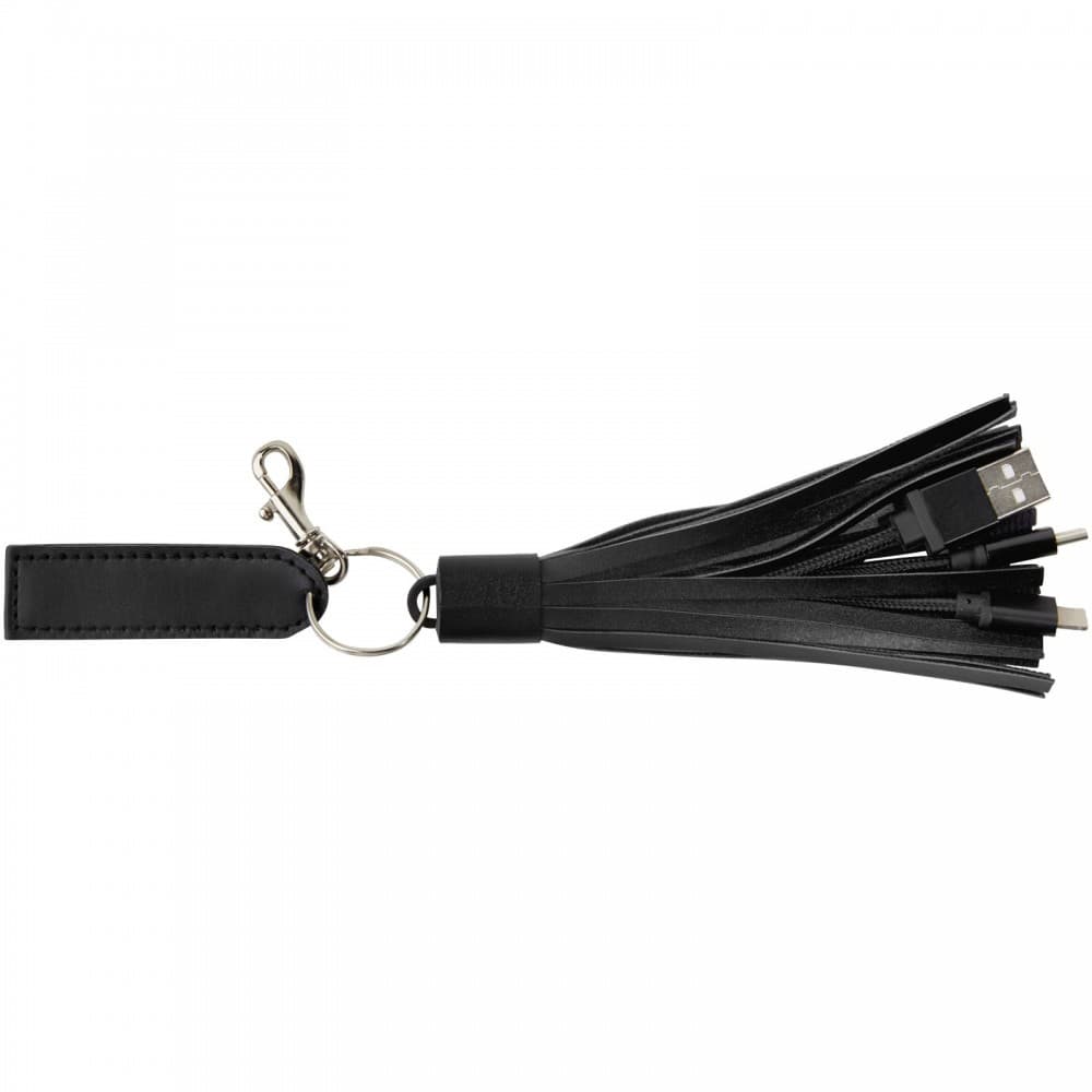 Cablu de incarcare tip breloc ciucure cu 3 capete (Lightning, Type-C, MicroUSB), negru 2