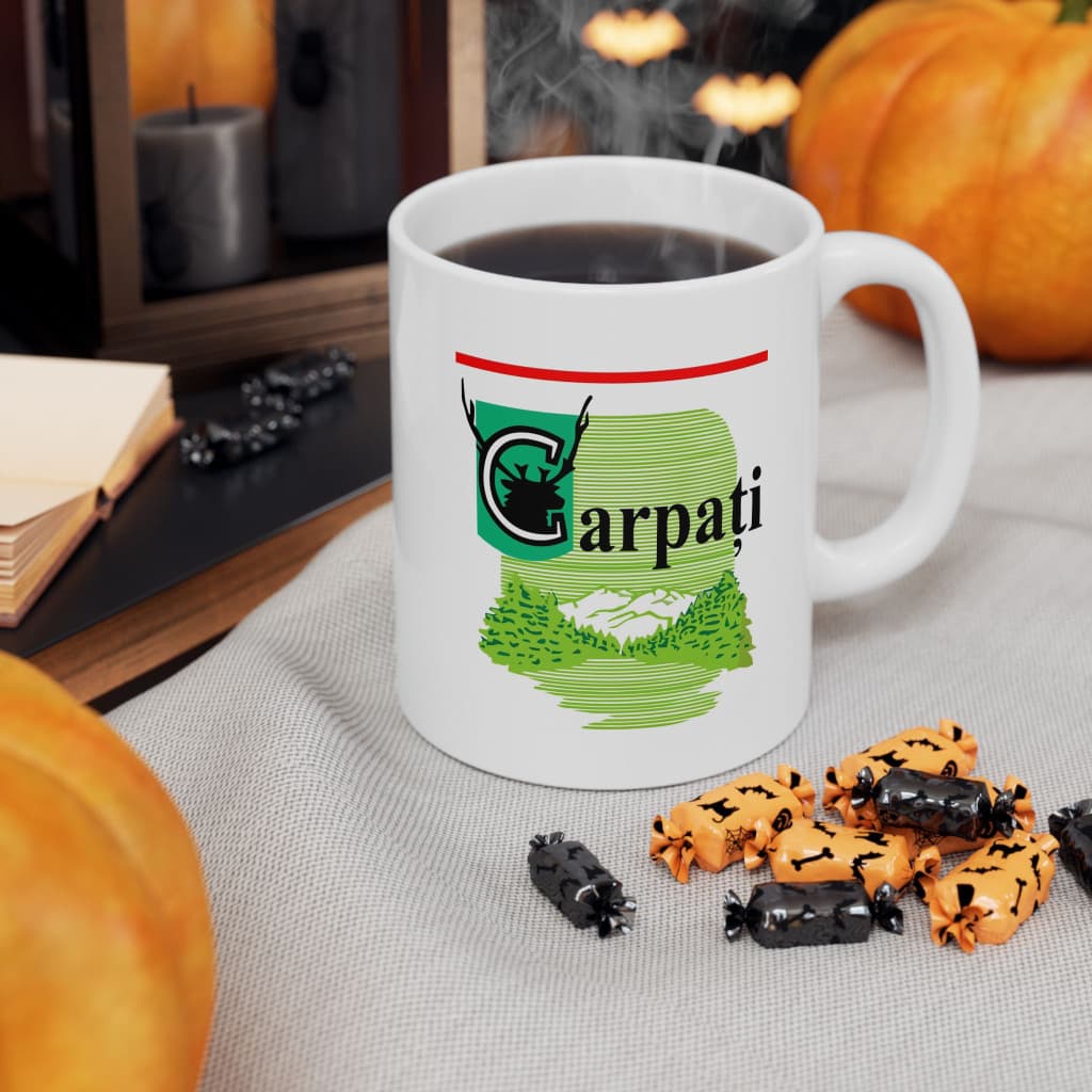 Cana ceramica personalizata, mesaj "Carpati", 330 ml, alba 2
