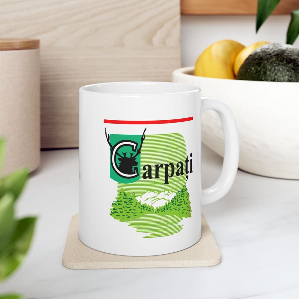 Cana ceramica personalizata, mesaj "Carpati", 330 ml, alba 3