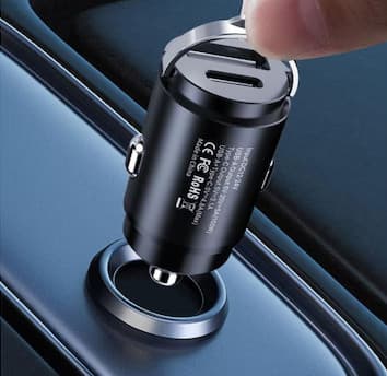 Mini incarcator auto IDK PD-04, dual port USB + PD, 30W, 3A, negru 2