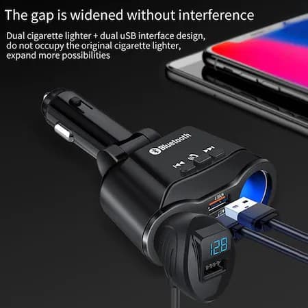 Modulator FM Bluetooth A9, Dual USB max. 4.8A, 2 adaptoare bricheta (splitter), Hands Free, ecran LED, negru 3