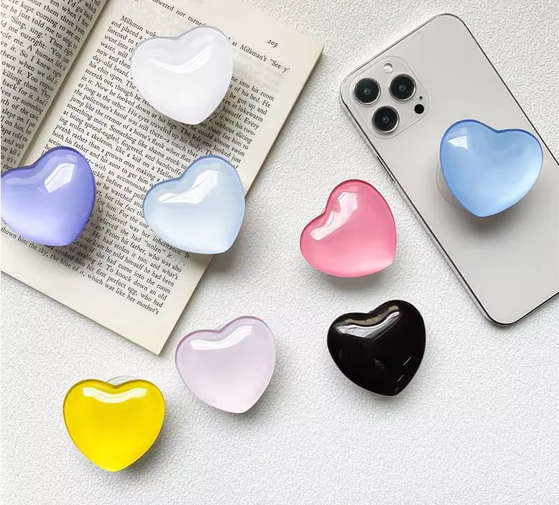 Decoratiune telefon mobil Inima, tip pop socket, acril, diverse culori 2