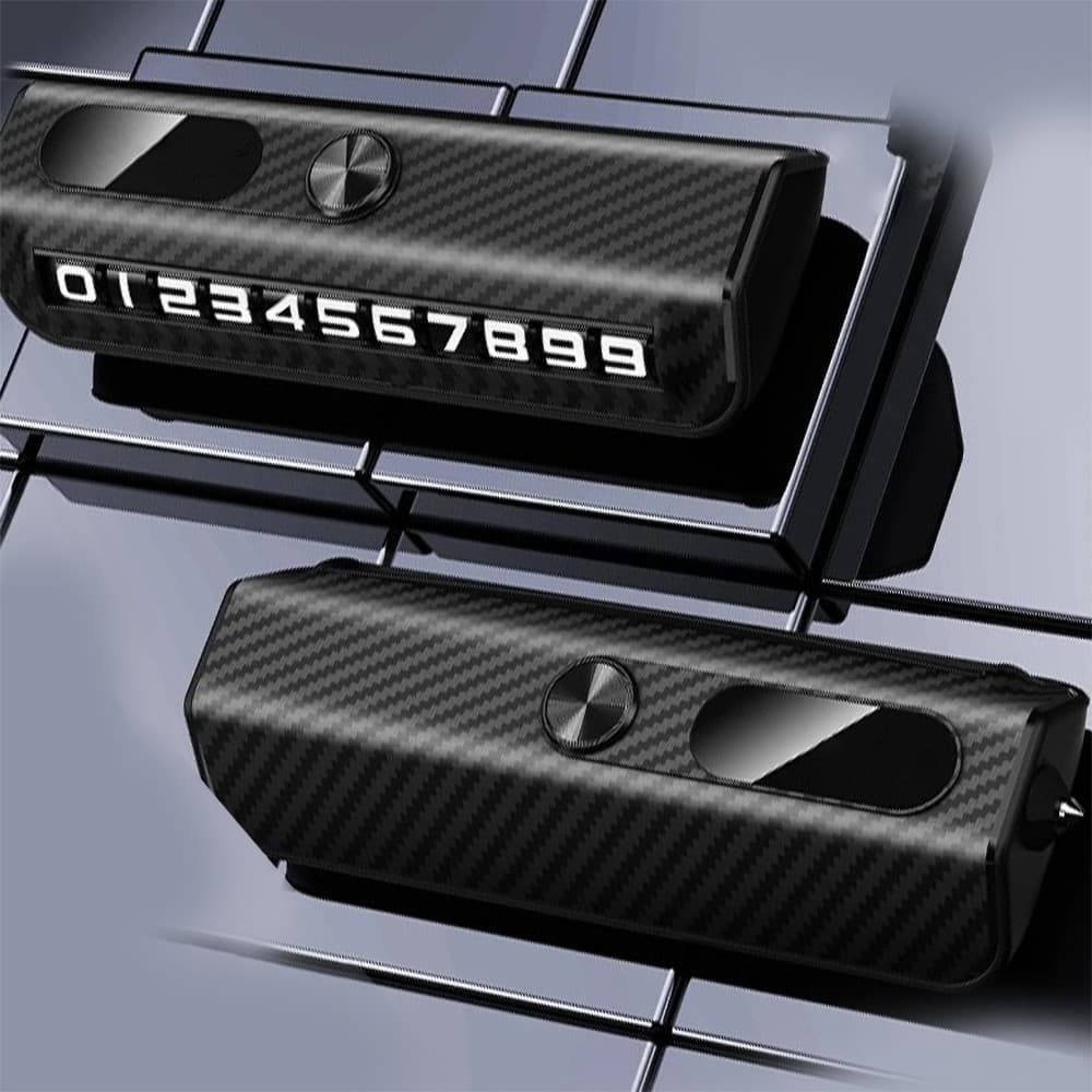 Afișaj număr telefon auto, functie ciocan de urgenta, imitatie carbon, negru 2