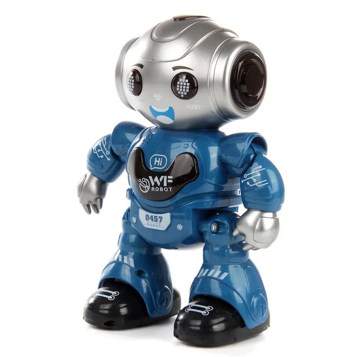 Jucarie interactiva Robot inteligent cu telecomanda, functii multiple, lumini LED, melodii si dansuri, 22 cm x 16 cm x 9 cm, albastru-gri 2