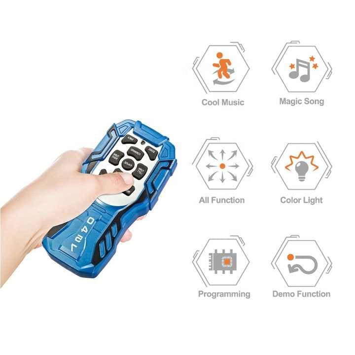 Jucarie interactiva Robot inteligent cu telecomanda, functii multiple, lumini LED, melodii si dansuri, 22 cm x 16 cm x 9 cm, albastru-gri 4