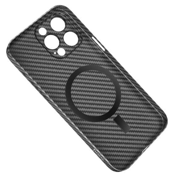Husa protectie Apple iPhone 14, Hoco Premium Magsafe Carbon, textura kevlar, incarcare magsafe, neagra 3