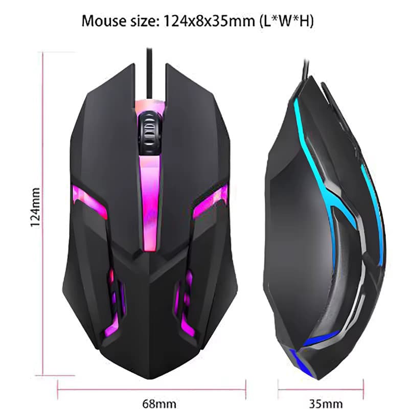 Mouse gaming X1 cu fir USB, 400 / 800 DPI, lumini RGB, cablu 1.5 m, negru 2