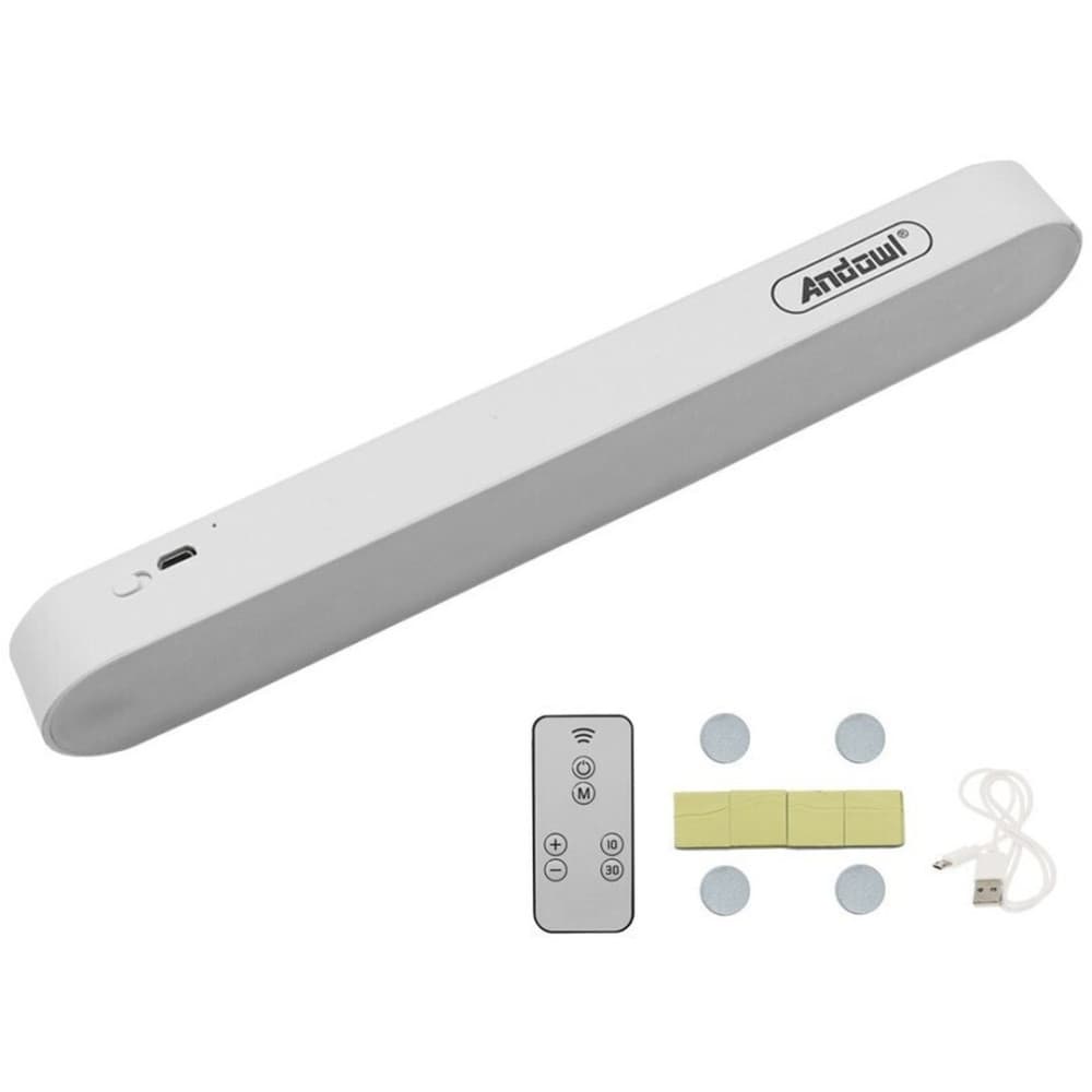 Lampa LED Andowl Q-CX6000K, 20 LED-uri, telecomanda, 20W, senzor, ON/OFF, acumulator, alimentare USB, alba 2