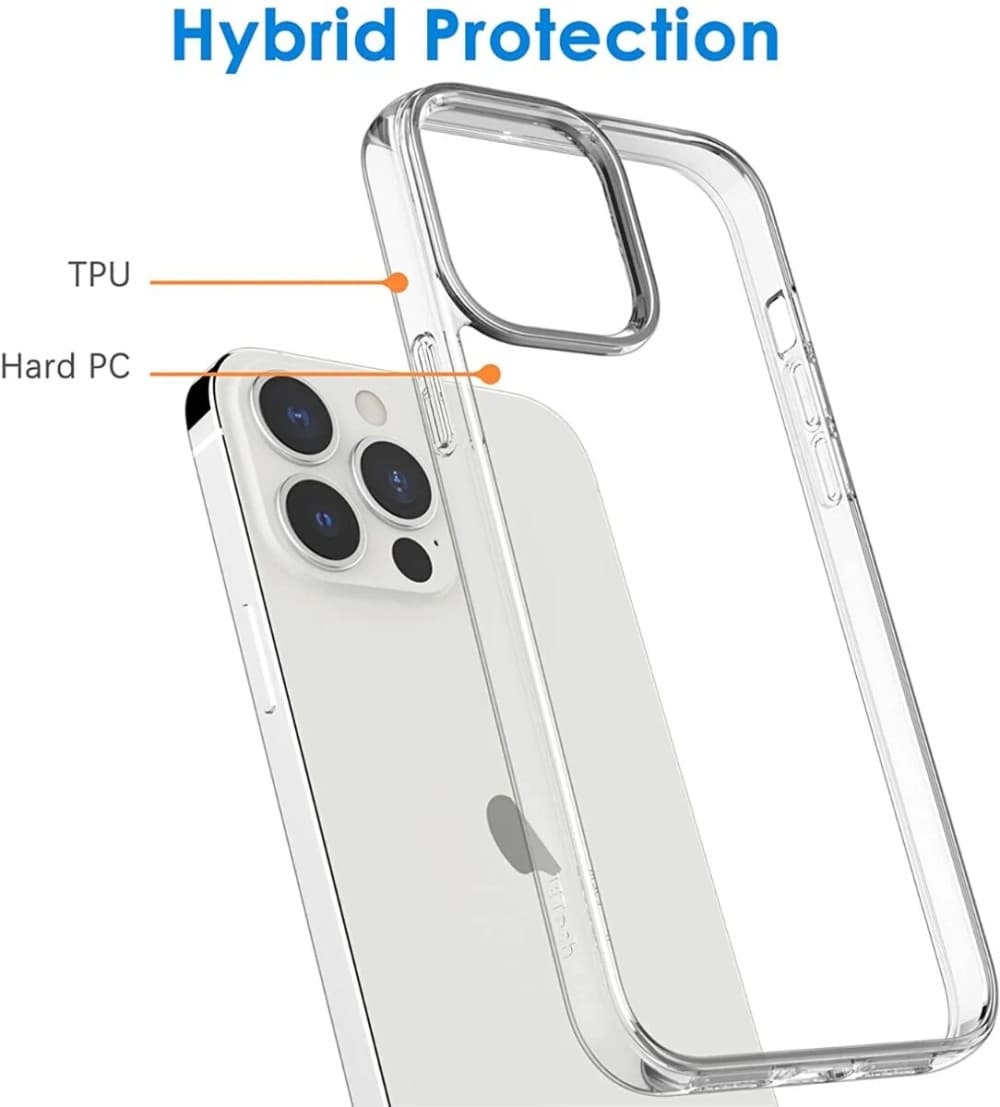 Husa protectie Apple iPhone 13 Pro, hybrid PC + TPU, transparenta 2