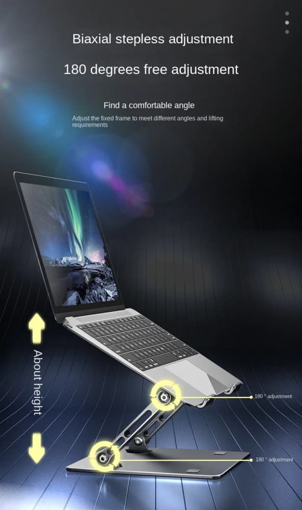Suport de birou din aluminiu pentru laptop 9,6 - 17" inch sau tableta, pliabil, reglabil, gri inchis 2