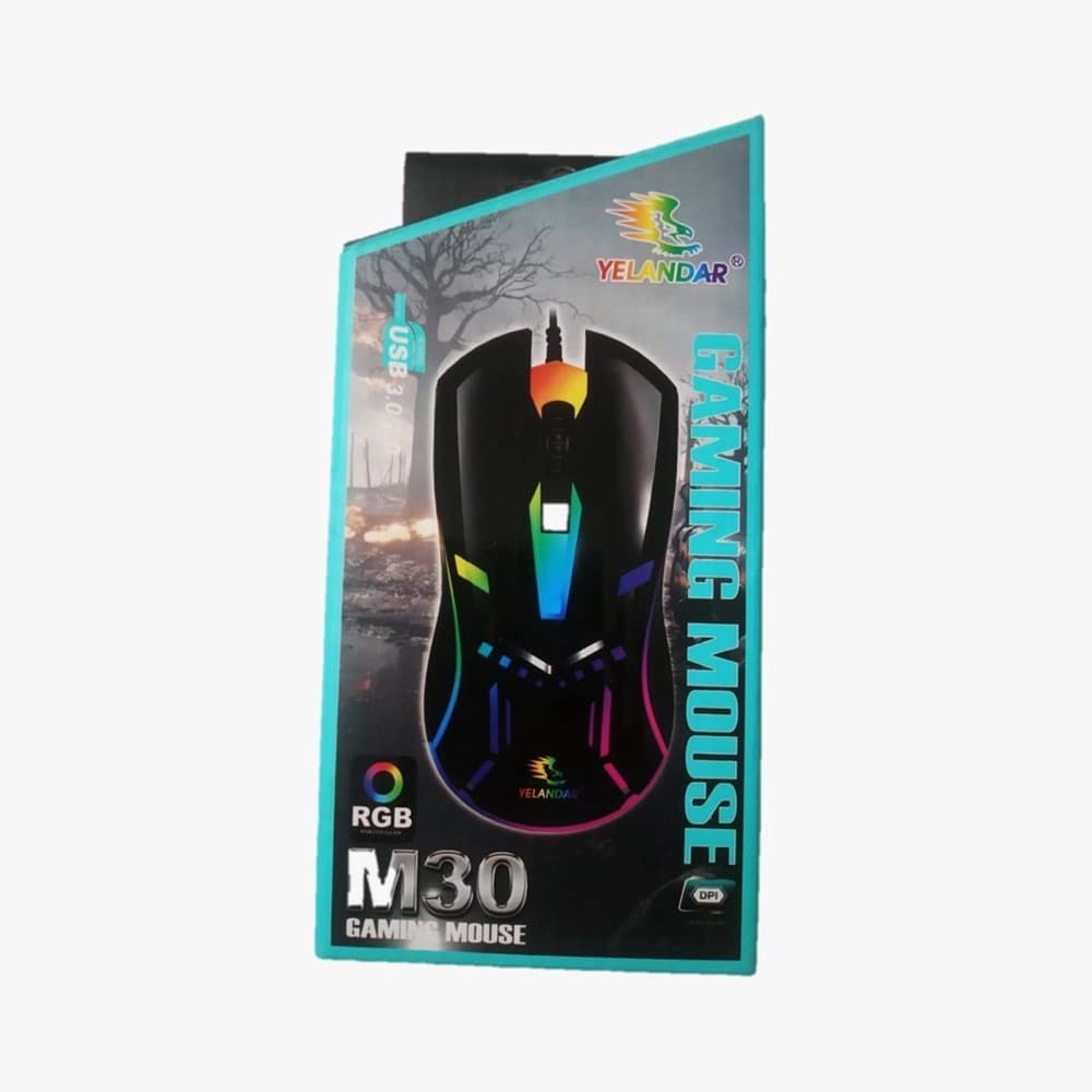 Mouse gaming cu cablu Yelandar M30, 800/1500/2400/3200 DPI, lumini RGB, negru 3