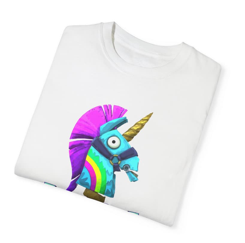 Tricou personalizat alb, copii/adulti, design Llama Unicorn, modal, diverse marimi 3