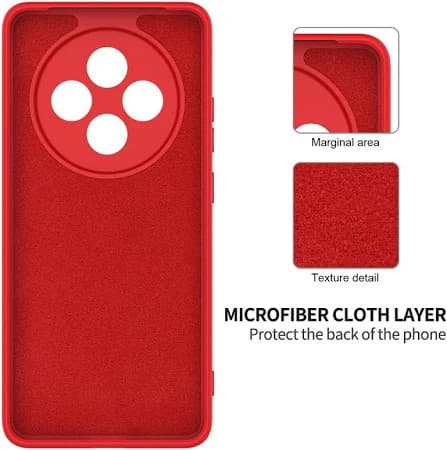 Husa protectie Oppo Reno 12F 5G, Luxury Silicone, catifea in interior, protectie camere, rosie 2