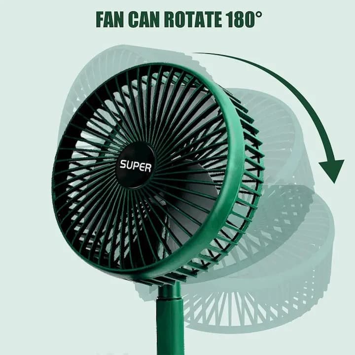 Ventilator pliabil si extensibil, acumulator, incarcare USB, functie suport telefon, verde 2