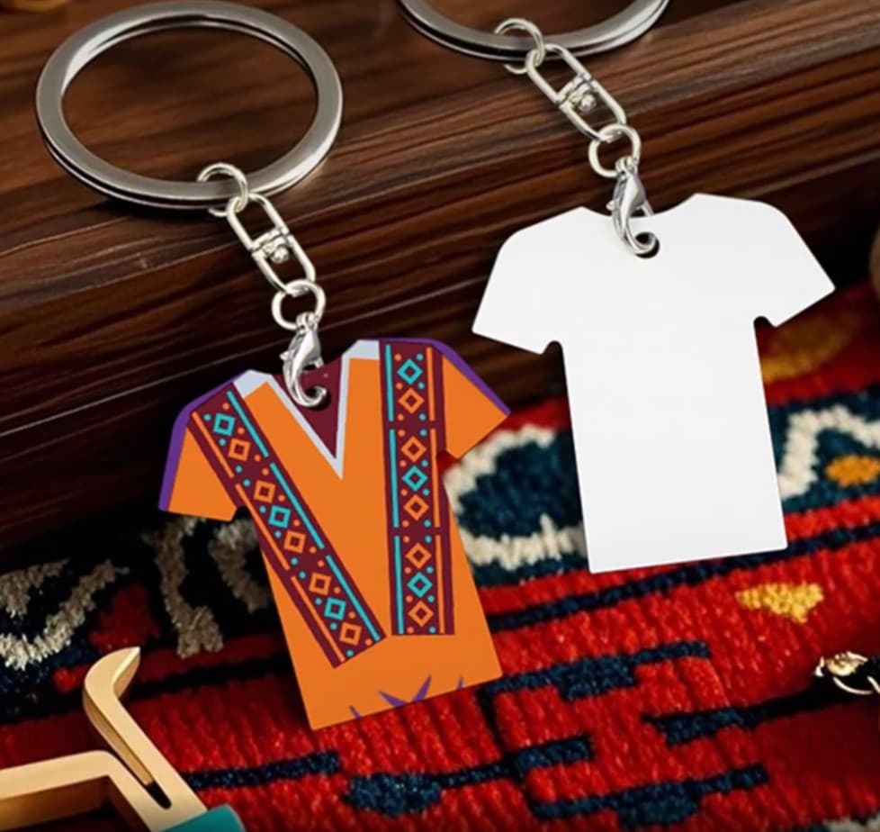 Breloc din MDF (lemn) personalizat cu poza ta, inel de sustinere metalic, design tricou, imprimare pe ambele fete 2