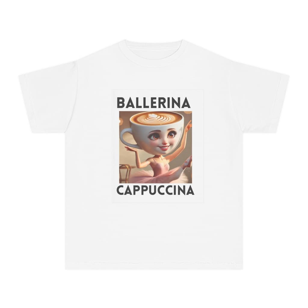 Tricou personalizat alb, copii/adulti, design Ballerina Cappuccina 1, modal, diverse marimi 2