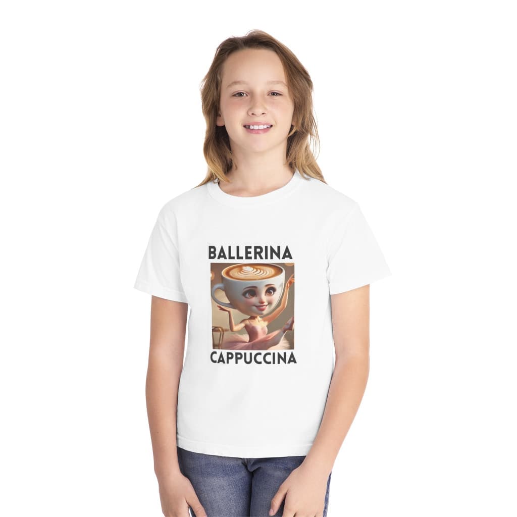 Tricou personalizat alb, copii/adulti, design Ballerina Cappuccina 1, modal, diverse marimi 3