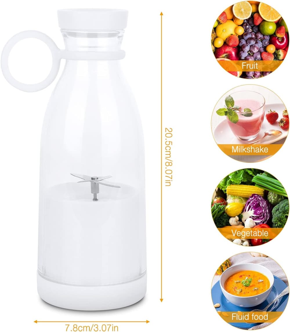 Mini blender / smoothie maker portabil A-579, 300 ml, incarcare USB, alb 3