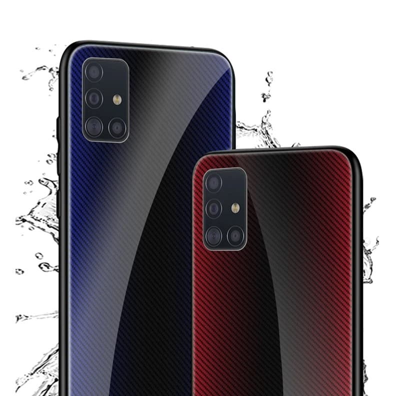 Husa Carbon Glass pentru Samsung Galaxy A41, sticla si silicon, negru 3