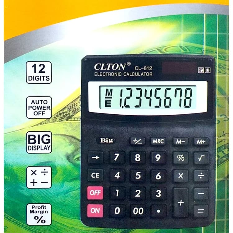 Calculator de birou CLTON CL-812,  8 caractere, functionare baterii + panou solar 3