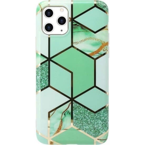 Husa protectie pentru Samsung A11 Soft IMD TPU Marble Geometric Verde 2