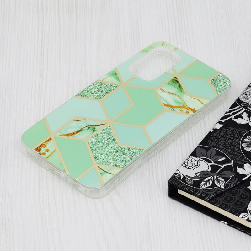 Husa Samsung Galaxy S21 5G, TPU marble geometric, verde 4