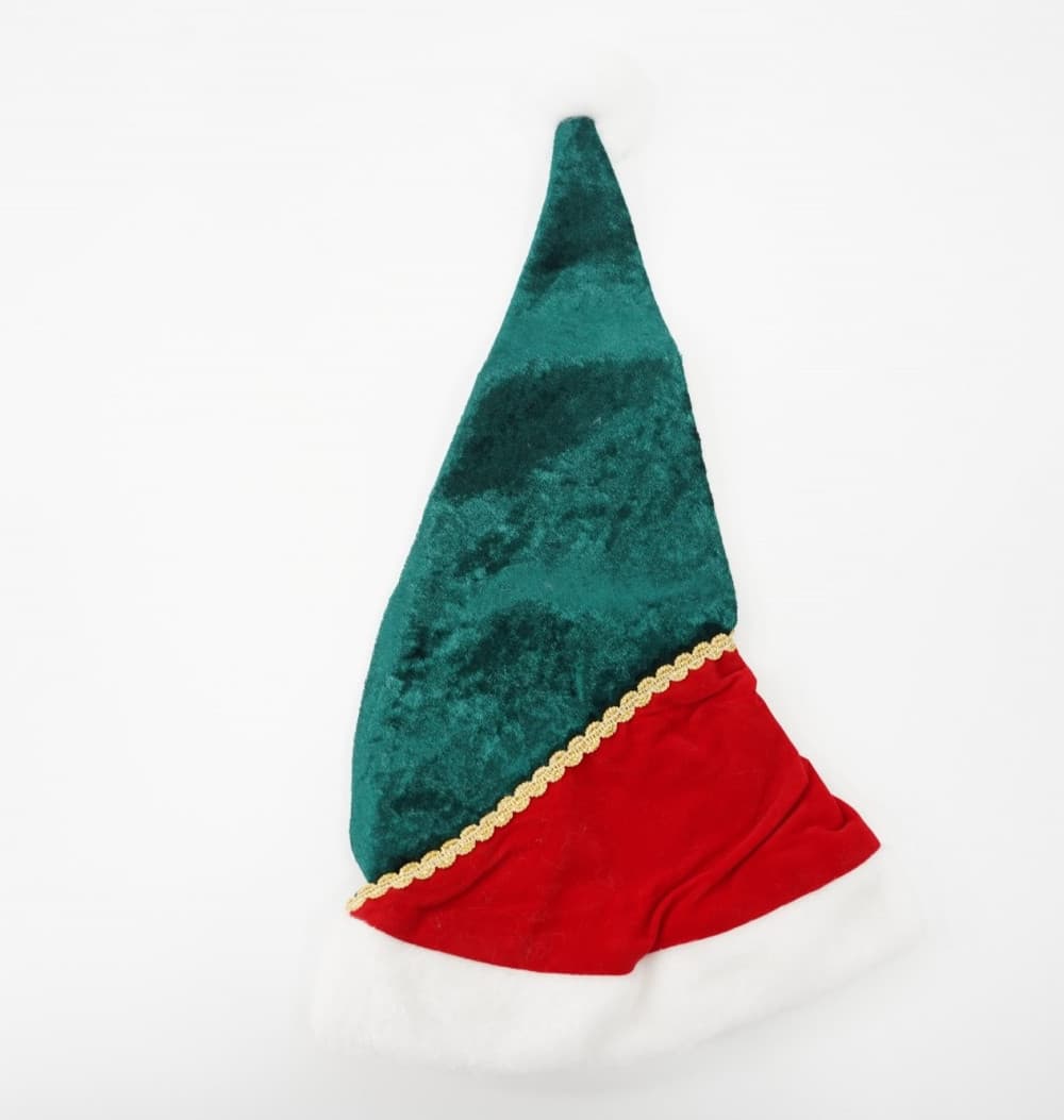 Costum Craciun, Spiridus, rosu-verde, 7 - 9 ani, 3 piese, catifea 4