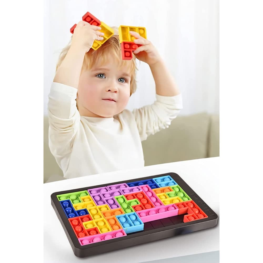 Joc antistres din silicon, Pop It Now and Flip It, Puzzle Blocks, Multicolor 2