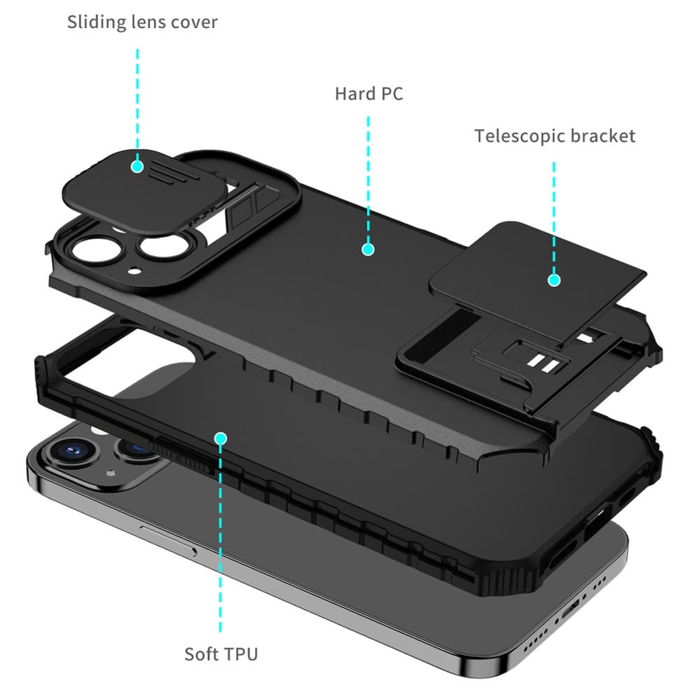 Husa Apple iPhone 11, Defender Camshield, stand expunere, protectie camera, neagra 2