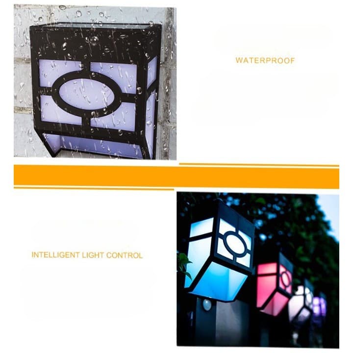 Lampa solara cu senzor Geometric, IP65, Lumina colorata 3