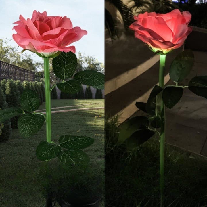 Lampa Solara LED tip Trandafir cu o floare pentru Gradina, Inaltime 75 cm 2
