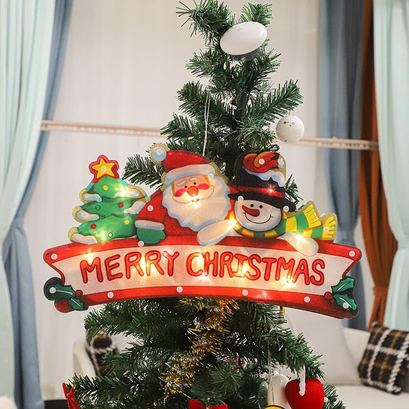 Decoratiune de Craciun pentru fereastra, Merry Christmas, cu LED-uri, 24 cm, alb cald 3