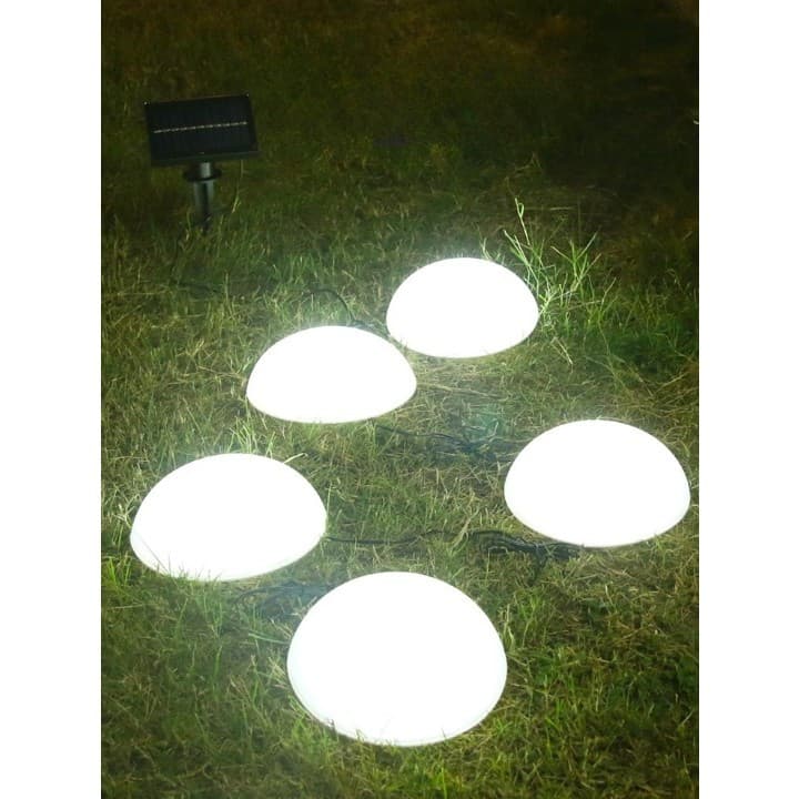 Decoratiune pentru gradina, lampi solare in forma de ciuperca, 5 ciuperci, alb rece 2