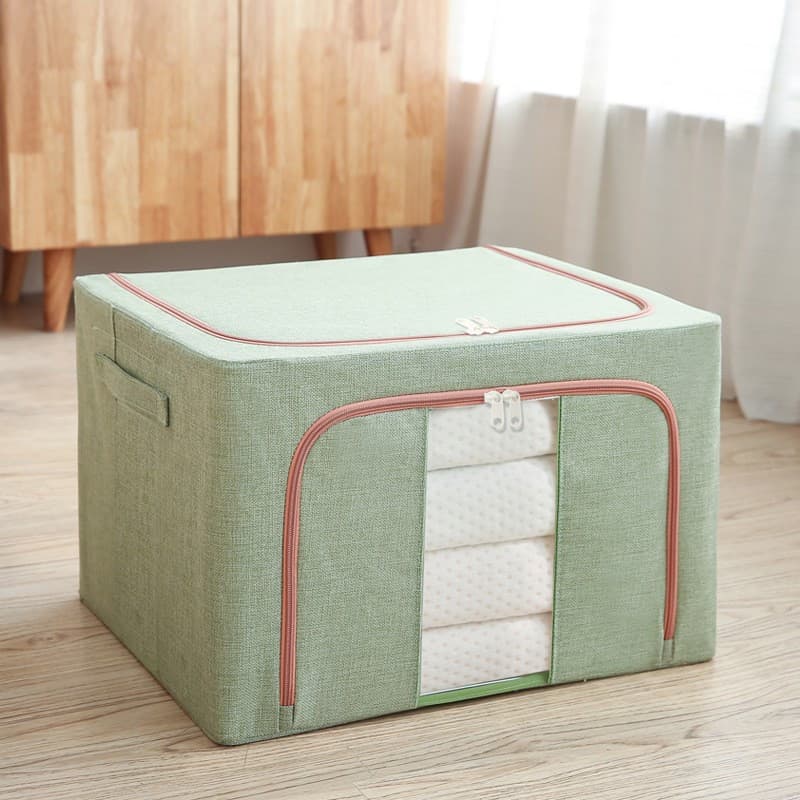 Cutie de depozitare pliabila cu fermoar, 100 litri, material textil, 60 X 42 X 40 cm, verde 2