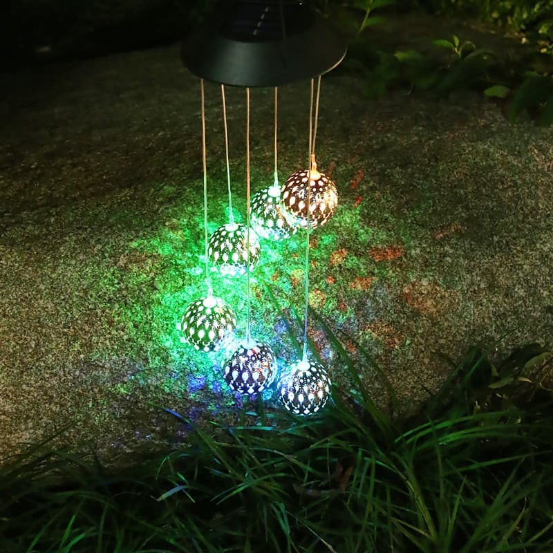 Lampa solara de tip decoratiune pentru gradina, model clopotel de vant, alb cald 2