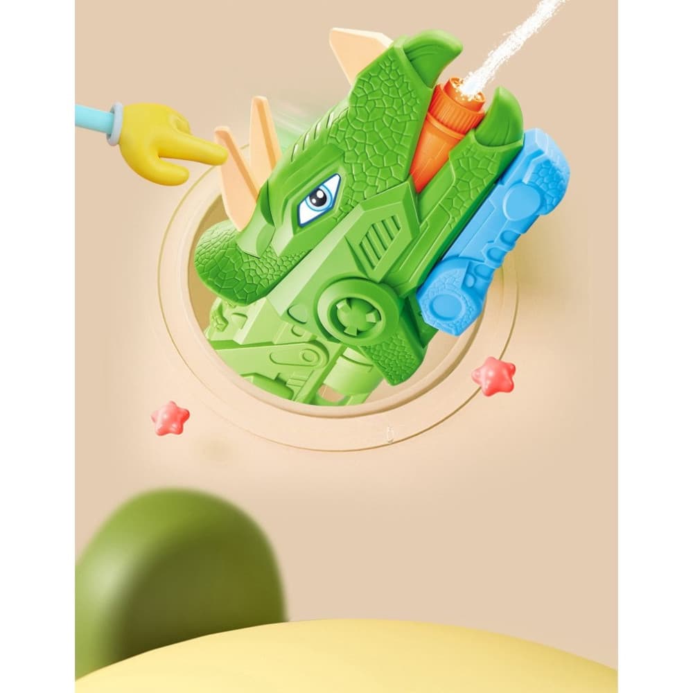 Jucarie pistol cu apa, Triceratops, plastic, 3 duze, rezervor 1330 ml, 6 ani+, verde 3
