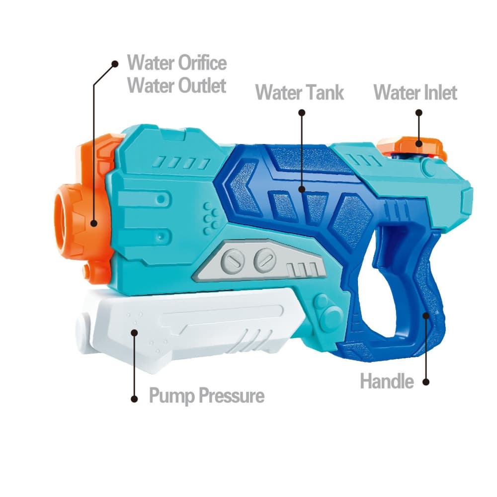 Jucarie pistol cu apa, plastic, rezervor 500 ml, 6 ani+, albastru 2