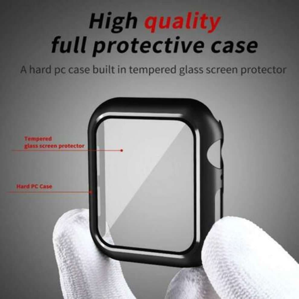 Husă Full Cover 360° pentru Apple Watch Seria 4/5 44 mm, sticla inclusa, neagra 3