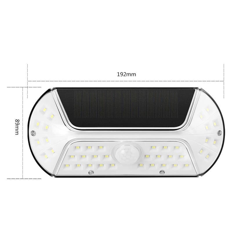 Aplica solara LED SMD pentru perete, cu senzor de miscare, dreptunghiulara, IP44, luminozitate mare 40 LED-uri, 3.7V, 1200mah, autonomie 8 ore, 19.2 x 8.9 cm, alb rece 2