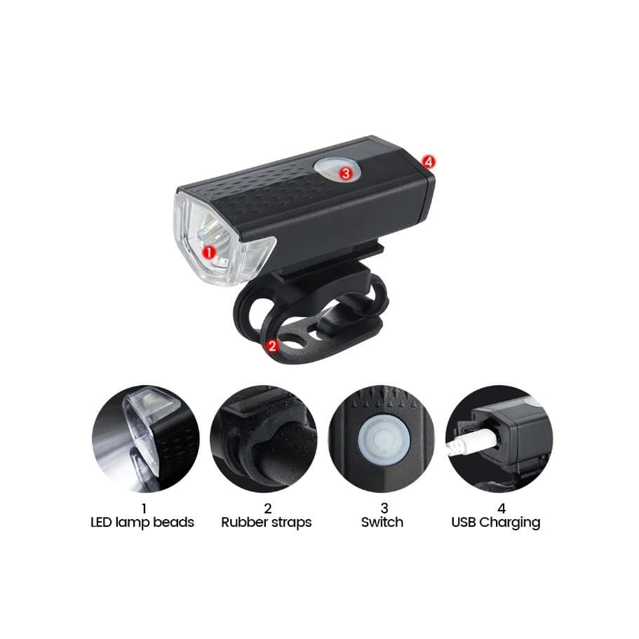 Far cu LED proiector pentru bicicleta/trotineta, reincarcabil, cablu USB inclus, negru 3
