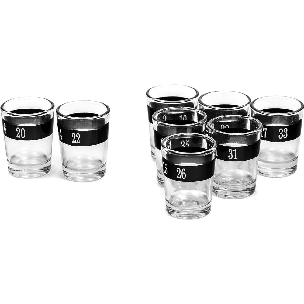 Joc de Baut Ruleta cu Pahare de Shot, 30 cm, Rosu/Negru 3