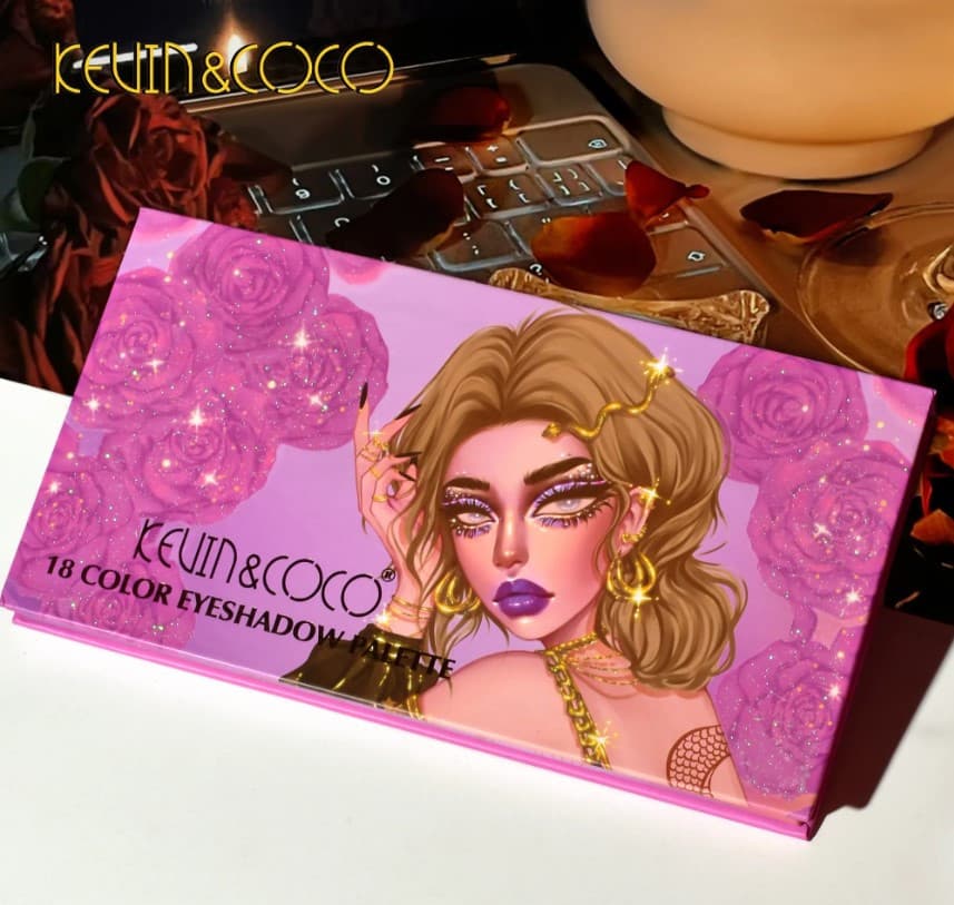 Paleta de farduri Kevin & Coco, 18 culori, nuante captivante, design compact, 19 x 10 cm, 180 g, multicolor 2