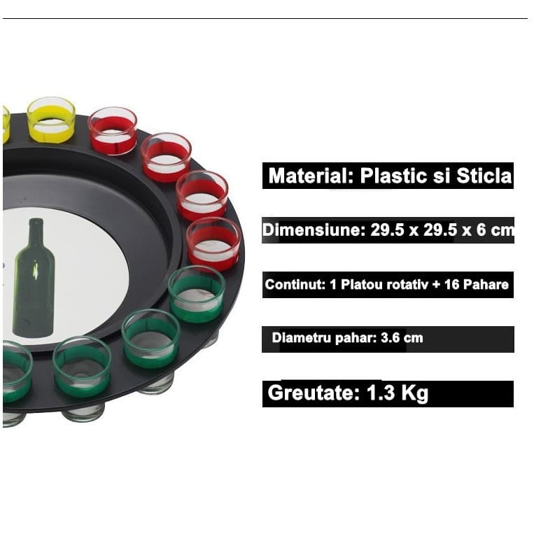 Joc de Societate "Adevar sau Provocare", Ruleta cu 16 pahare de Shot din Sticla, pentru Petreceri, Distractie, Cadouri, Multicolor 2