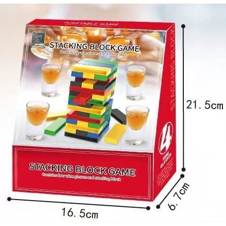 Joc de Baut, Turn Jenga din Plastic, cu 4 Pahare de Shot, +18 Ani, Multicolor 2