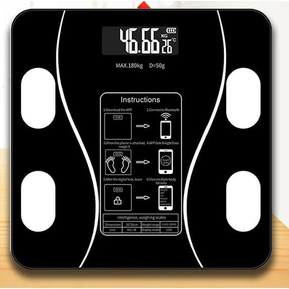 Cantarul corporal electronic RT-002, multiple functii, conectare aplicatie prin bluetooth, baterii, negru 2