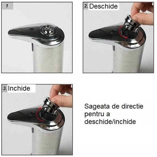 Dispenser pentru Sapun Lichid/Dezinfectant, cu Senzor Infrarosu de Miscare, din Otel Inoxidabil, 250 ml, 19 x 11 cm, Gri 2