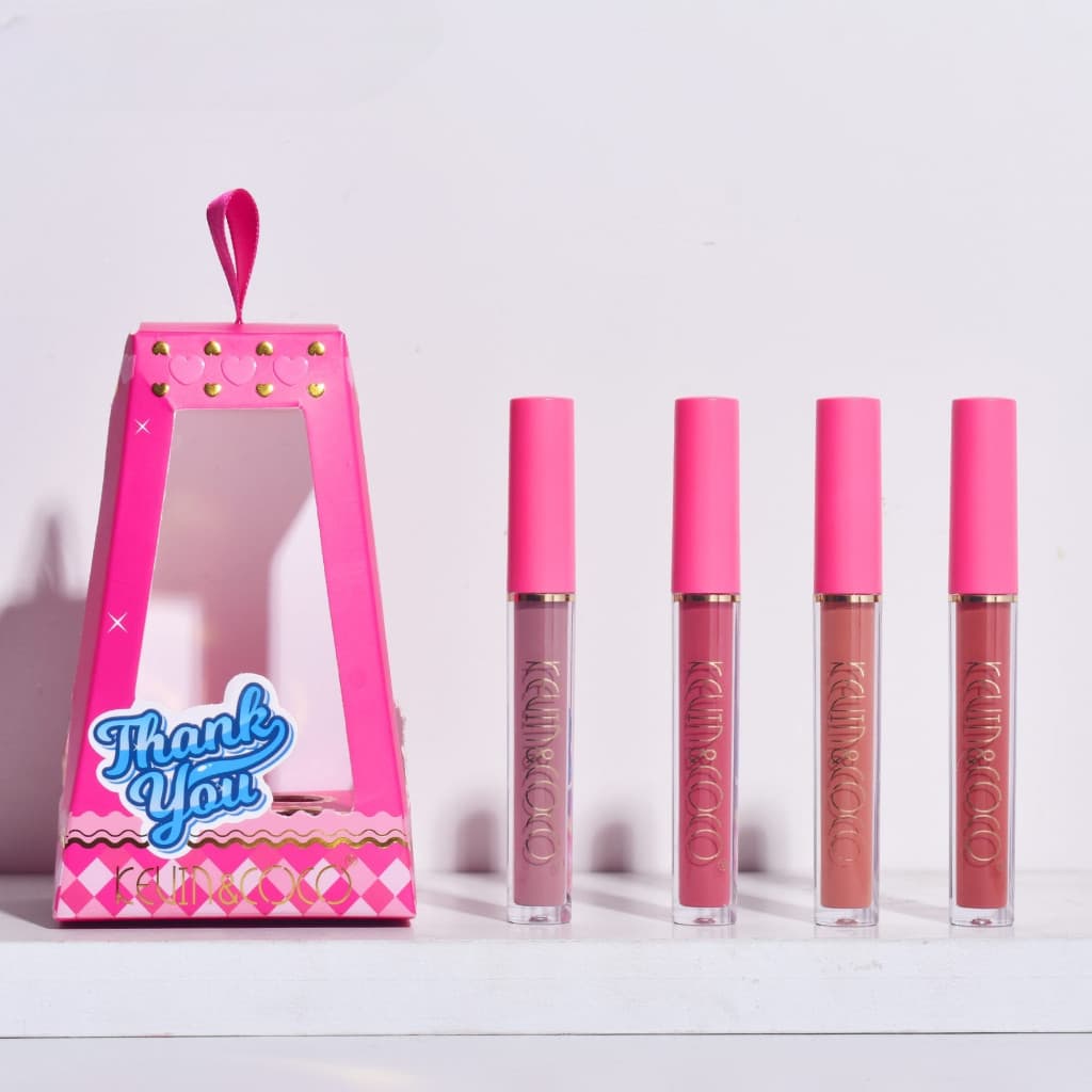 Set de buze KEVIN & COCO Cloud Bubble, 4 Lip Gloss-uri, 15.1 x 8.1 x 2 cm, Roz/Nude 3
