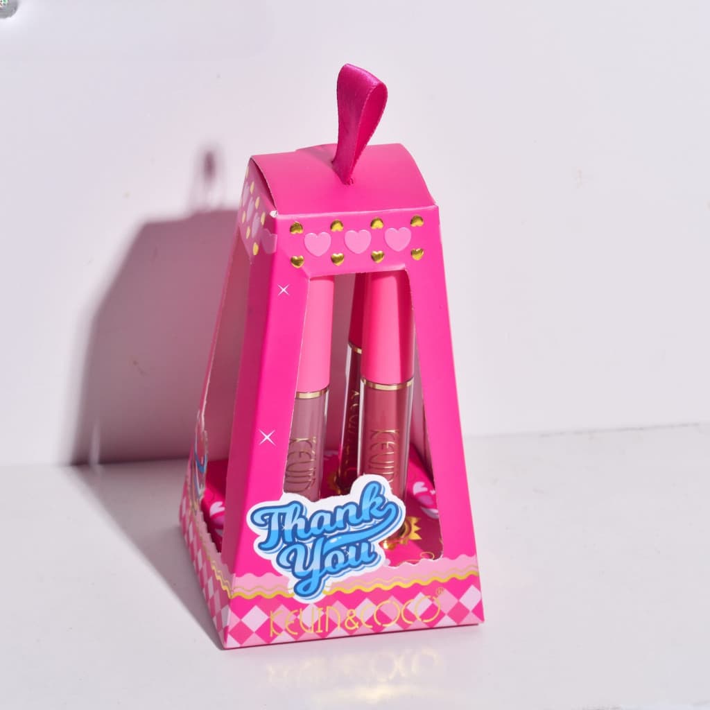 Set de buze KEVIN & COCO Cloud Bubble, 4 Lip Gloss-uri, 15.1 x 8.1 x 2 cm, Roz/Nude 4